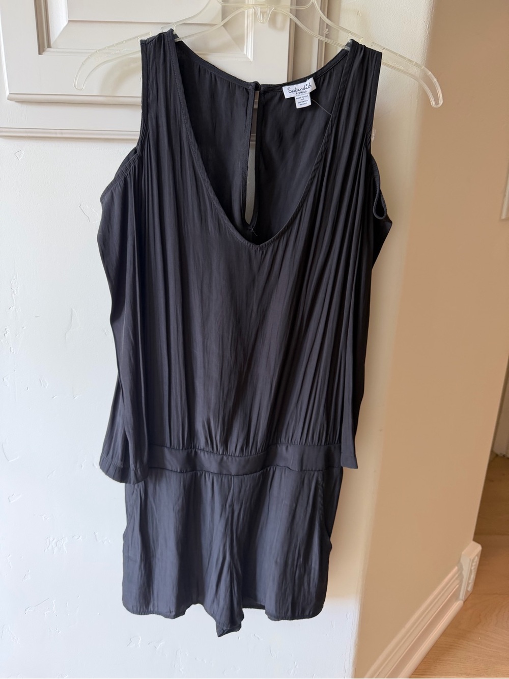 Splendid Black Off The Shoulder V-Neck Romper